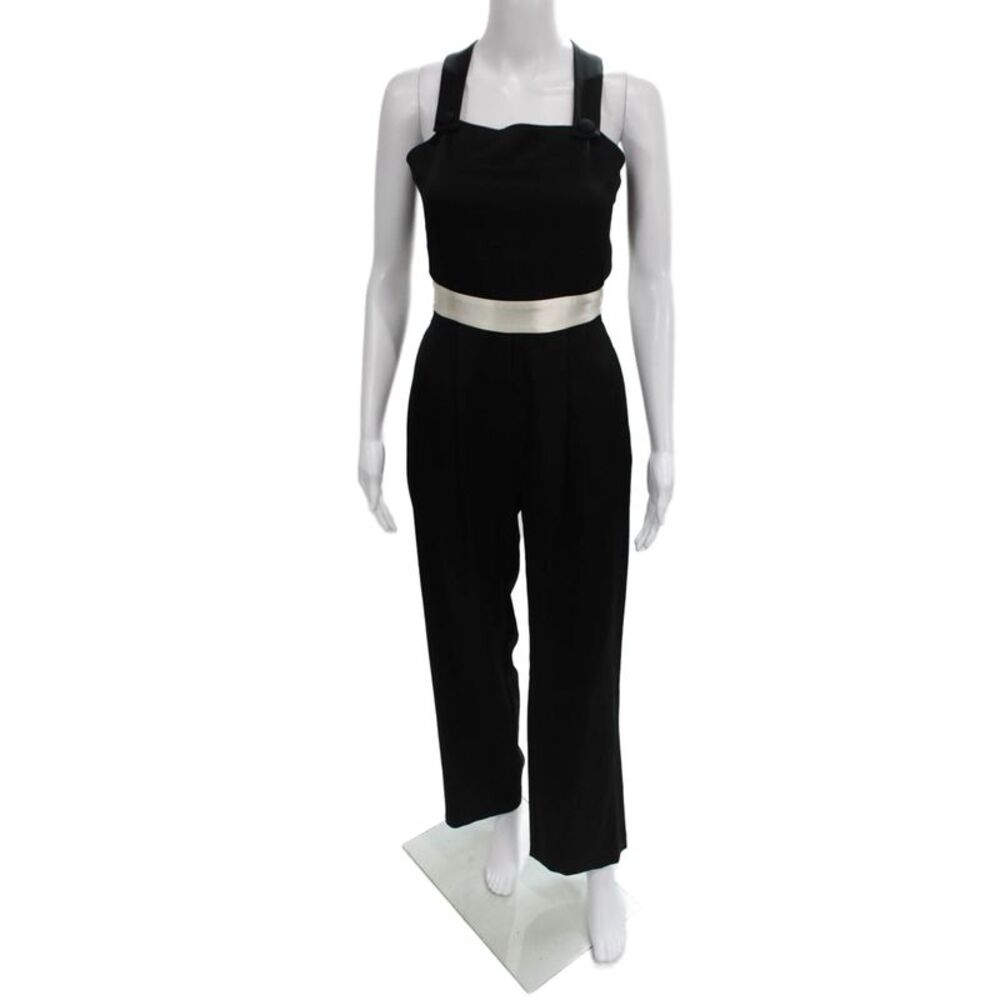 Kimberly Taylor Women Black Halter Sleeveless Jumpsuit Tie Size XS